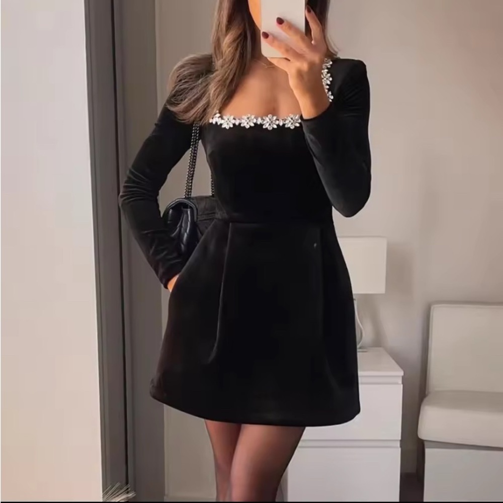 Black velvet holiday dress